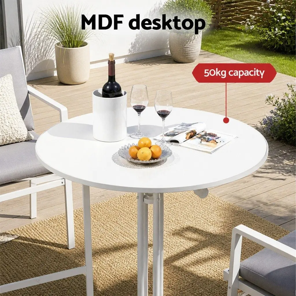 Round Folding Bar Table Steel 80cm White 109cm High