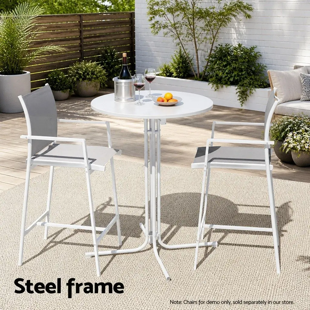 Round Folding Bar Table Steel 80cm White 109cm High