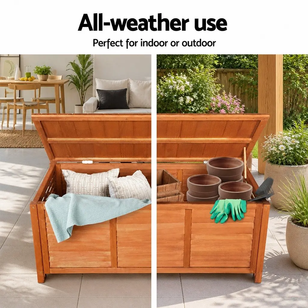 Outdoor Storage Bench Box Wooden 210L Nature Wood