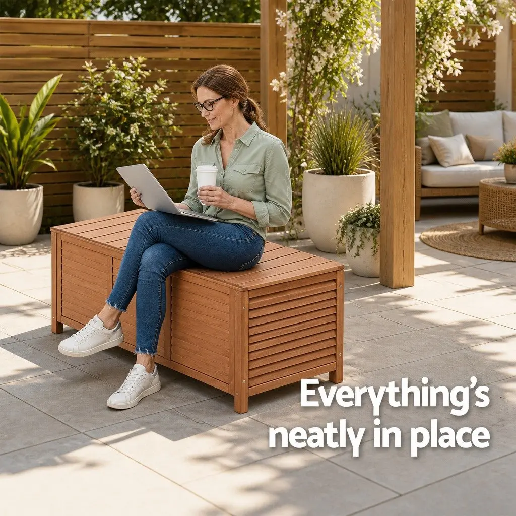 Outdoor Storage Bench Box Wooden 210L Nature Wood