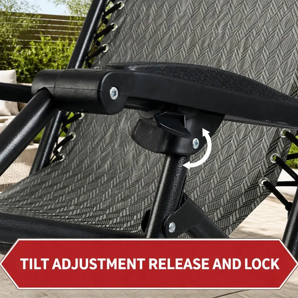 Zero Gravity Chair Folding Outdoor Recliner Adjustable Lounge 2 Piece Grey