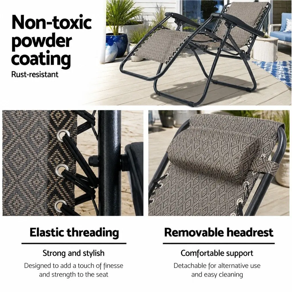 Zero Gravity Reclining Chair Folding Outdoor Lounge Adjustable Camping Beige