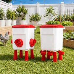 Chicken Feeder and Waterer Set 12kg 11L Large Capacity Poultry Kit Gravity Fed