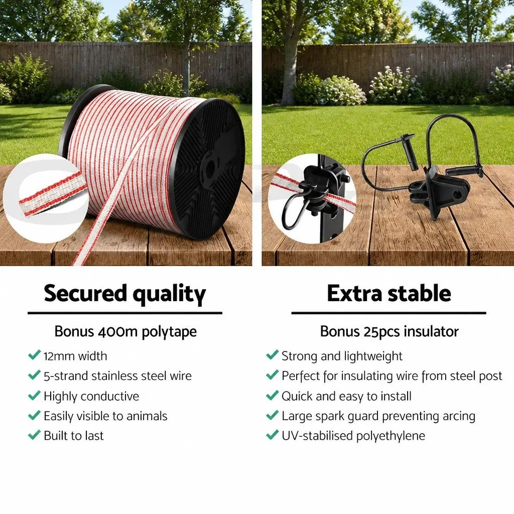 Electric Fence Poly Tape 400M High Visibility Red White UV Treated with Stainless Steel Strands for Livestock Fencing