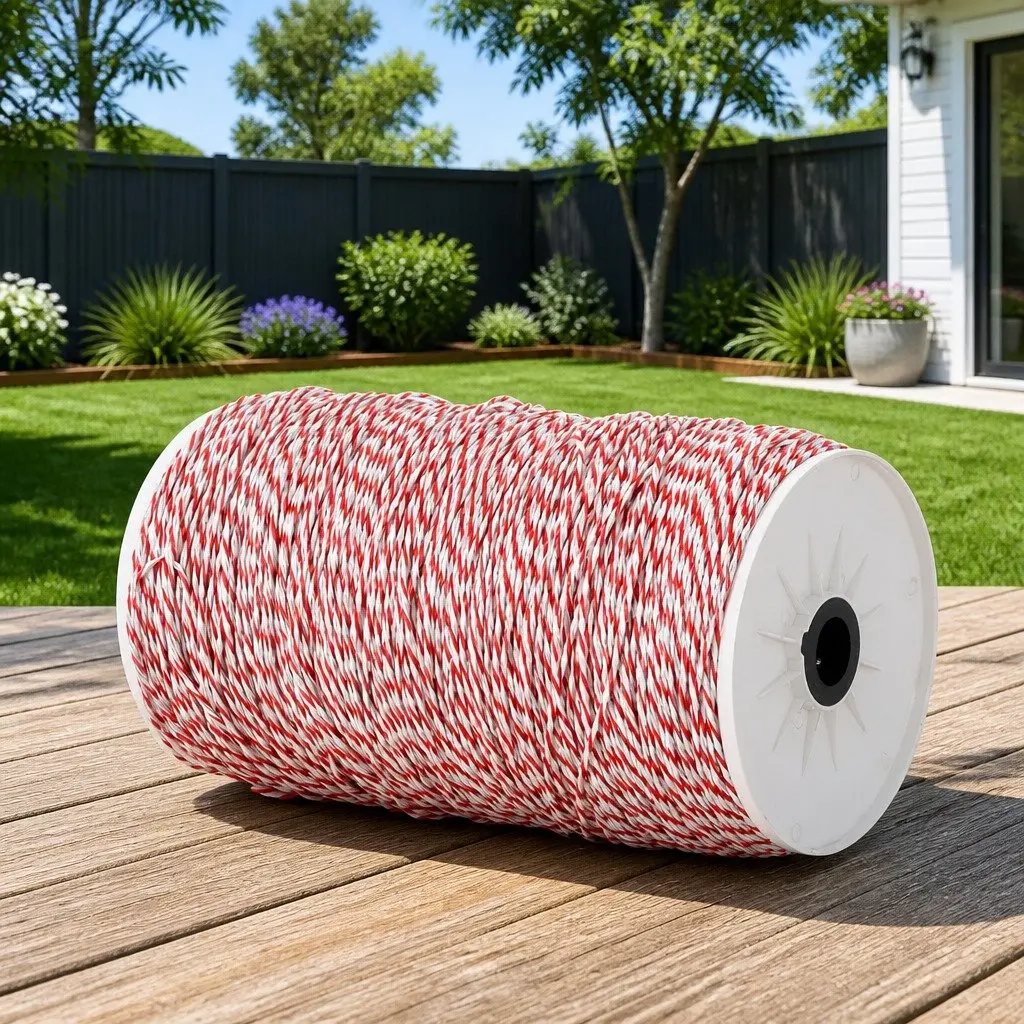 Electric Fence Polywire 1000M Red White High Visibility Durable Fencing Wire