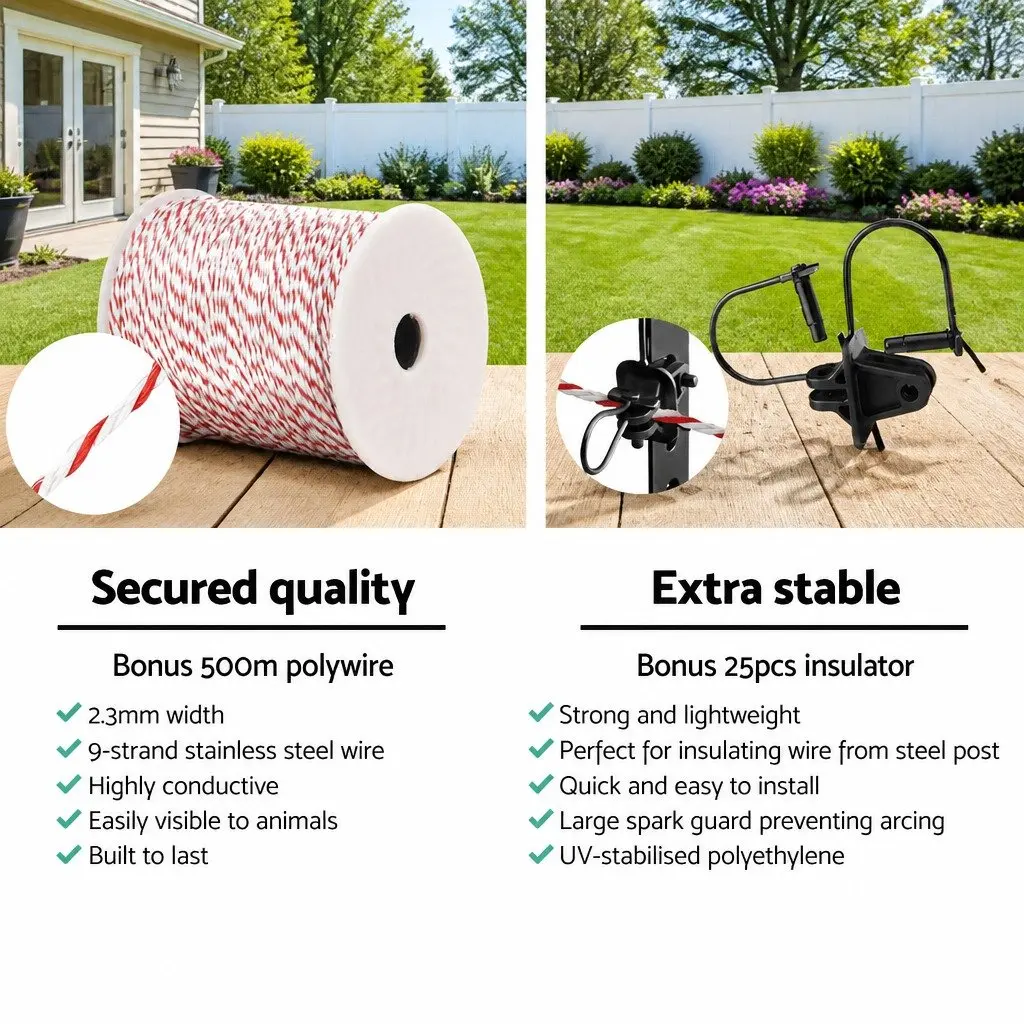 Electric Fence Polytape 500M 12mm Red White Livestock Fencing Wire