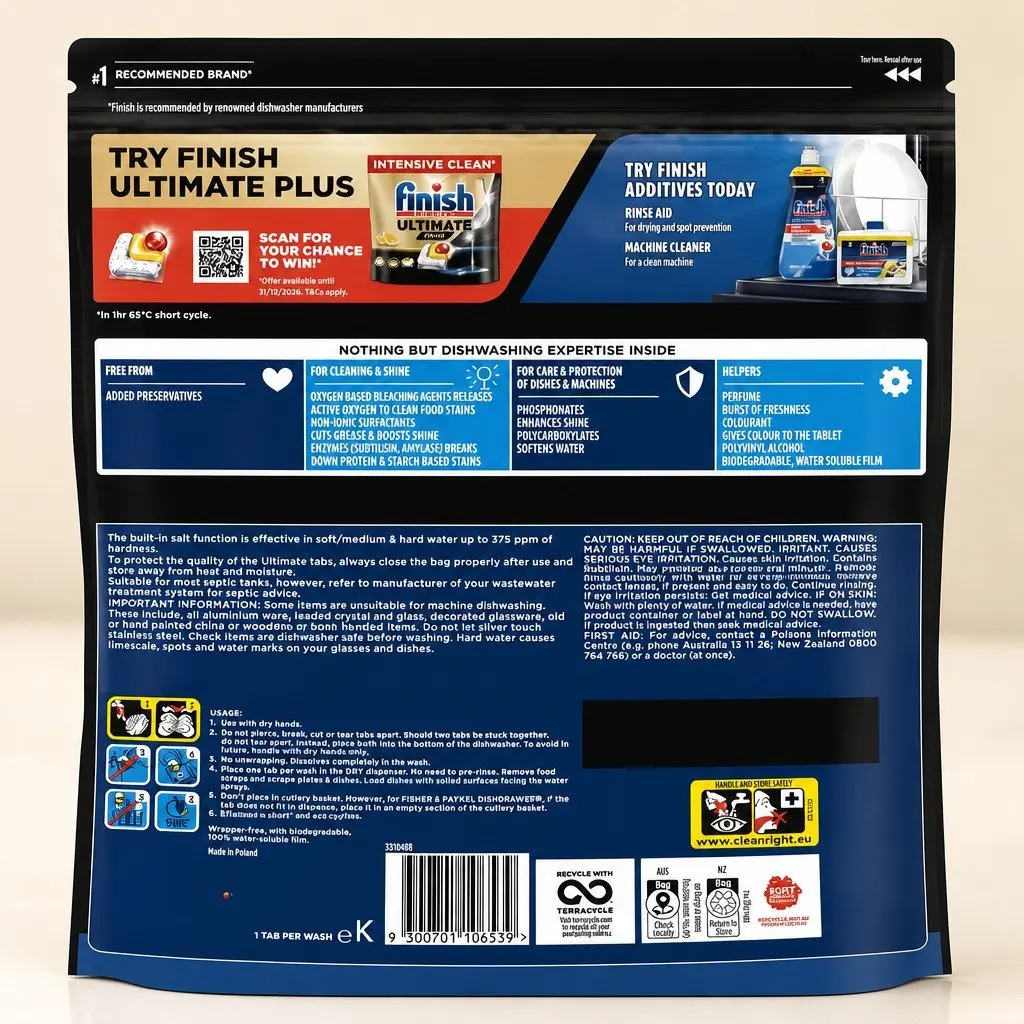 Dishwasher Tablets Fast Dissolve Eco Cycle 225 Pack Lemon Fragrance