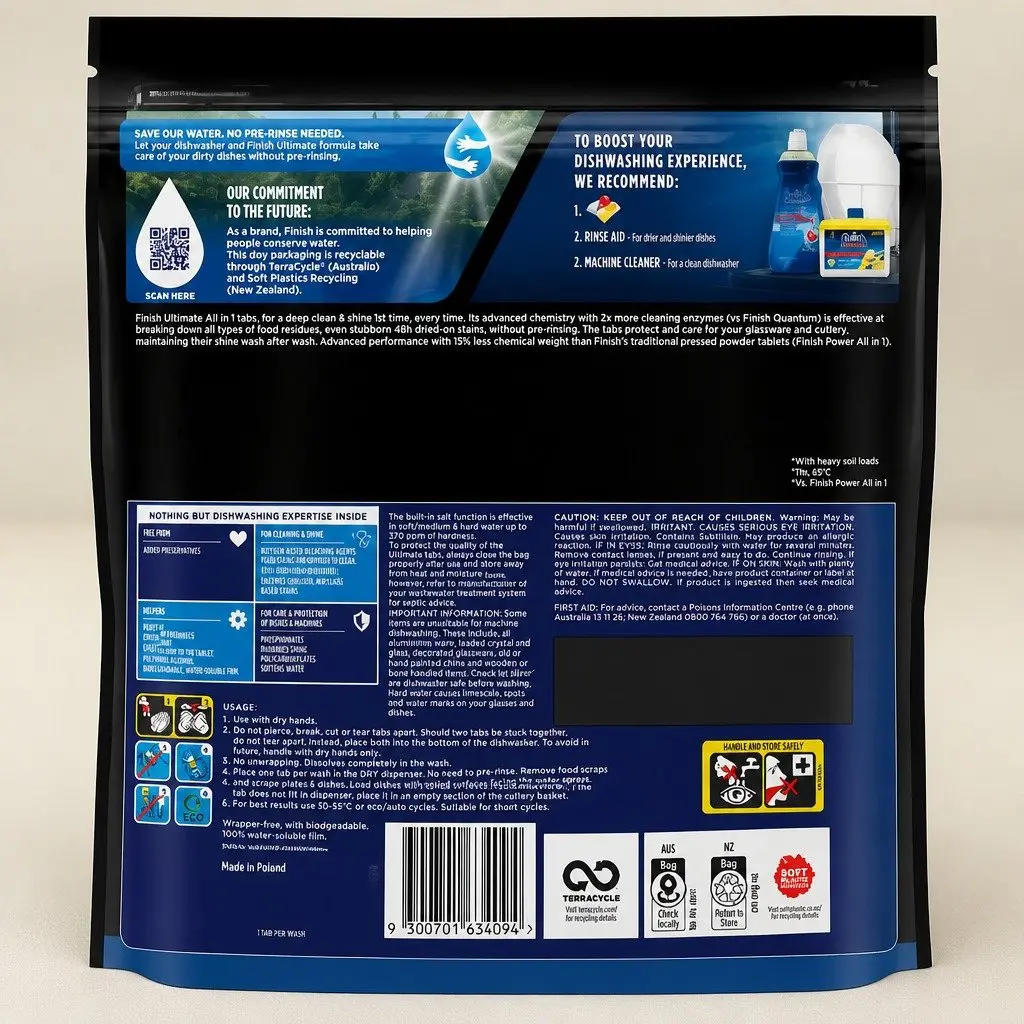Dishwasher Tablets Fast Dissolving Biodegradable Film 340 Pack