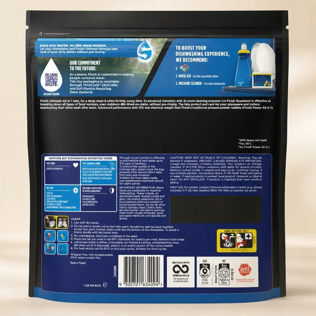 Dishwasher Tablets Fast Dissolving Formula 85 Pack Biodegradable Wrapper-Free