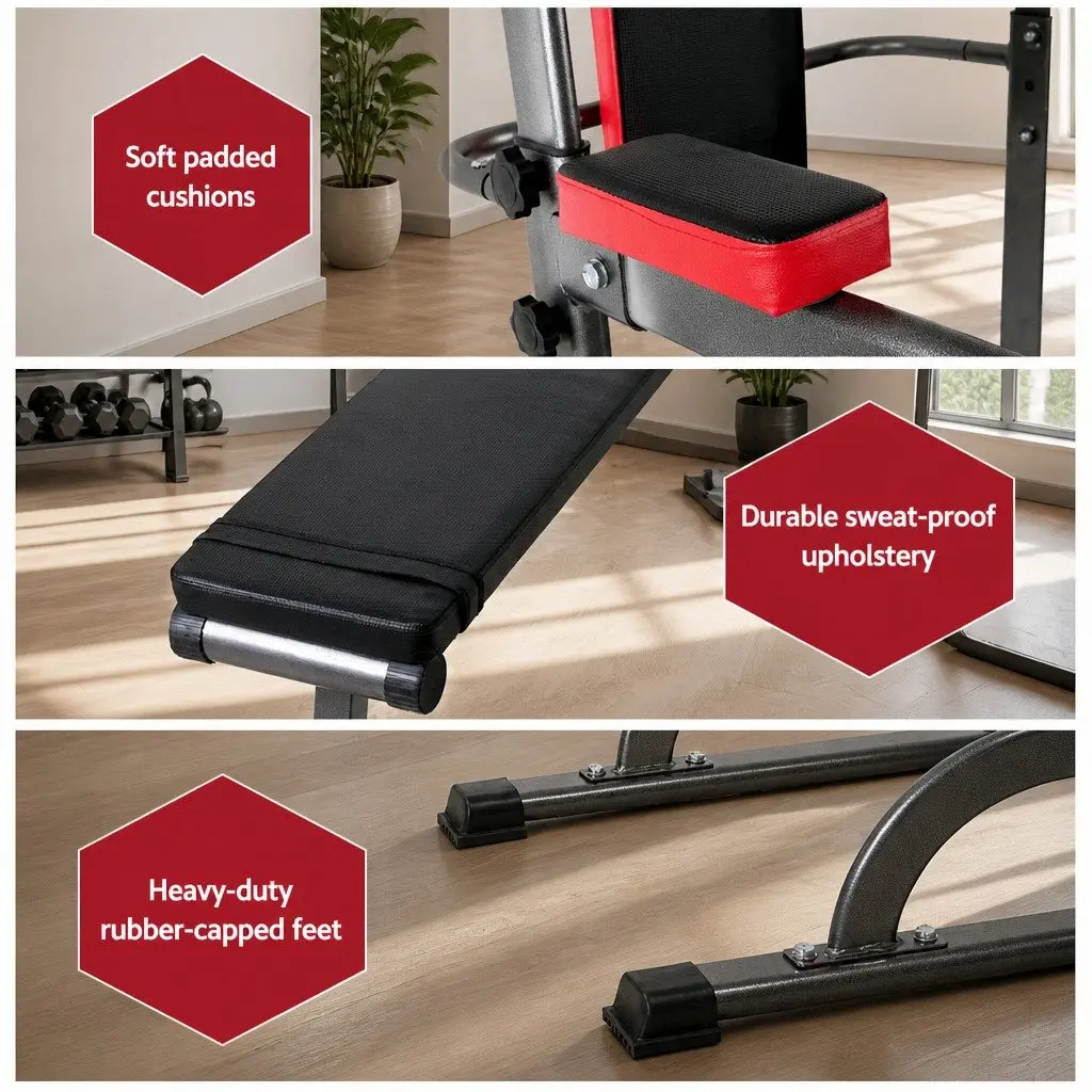 Multi-Function Exercise Tower Home Gym Station Powder-Coated Steel Grey