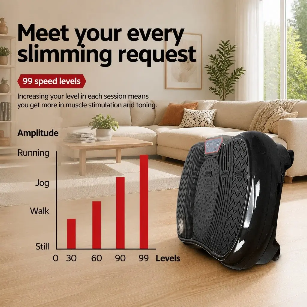 Vibration Trainer Platform Home Fitness Equipment Black Whole Body Shaker 70x39x13cm