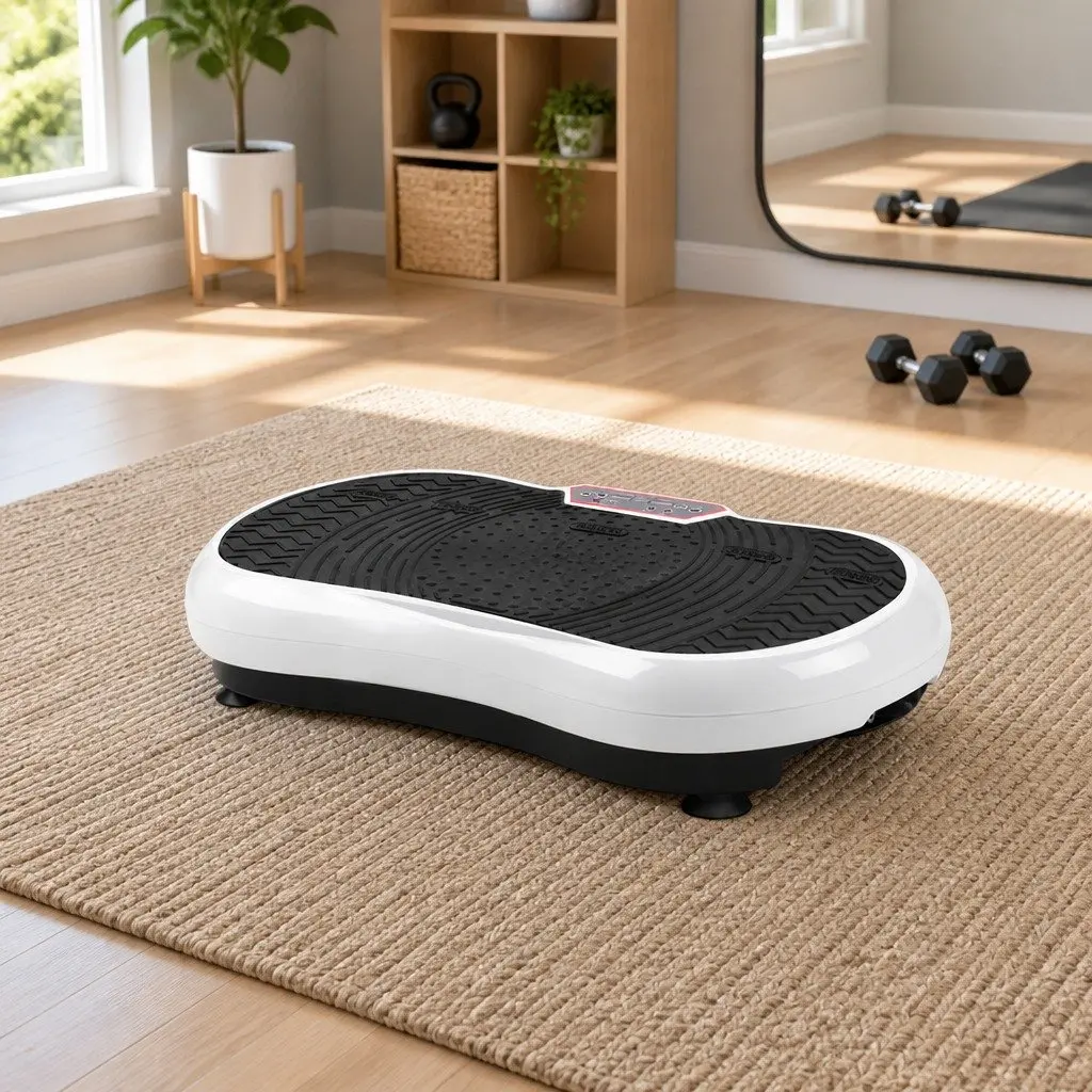 Vibration Machine Fitness Plate Whole Body Trainer White 70 x 39 x 13cm