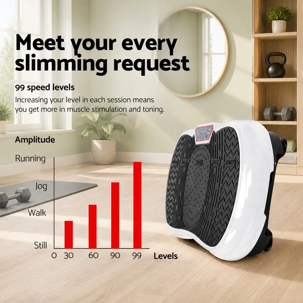 Vibration Machine Fitness Plate Whole Body Trainer White 70 x 39 x 13cm