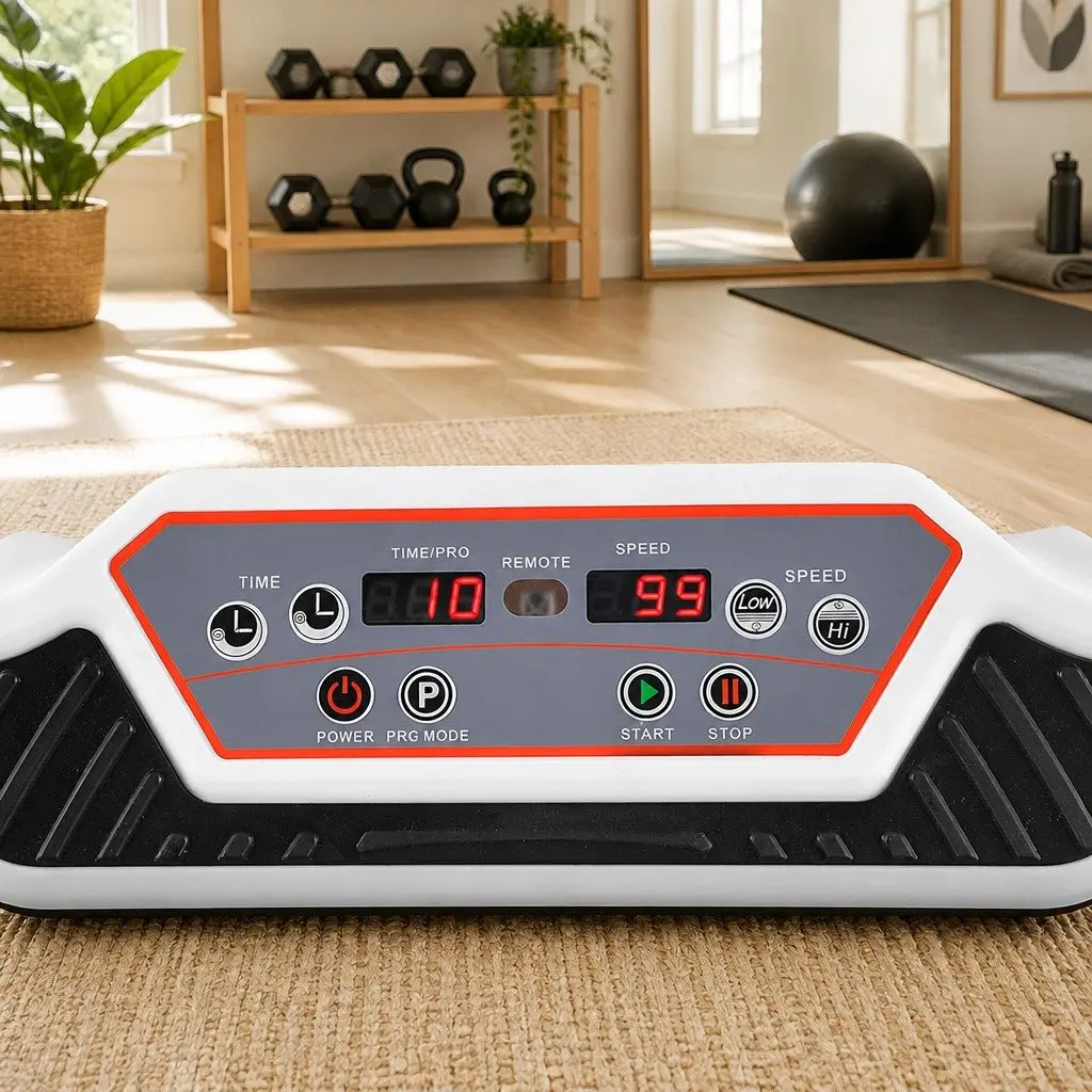 Vibration Machine Fitness Plate Whole Body Trainer White 70 x 39 x 13cm