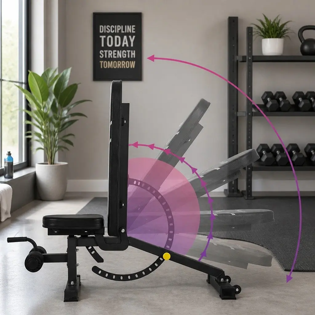 Adjustable Weight Bench Steel Frame Black with Silver Accents 98 x 55 x 46-130cm