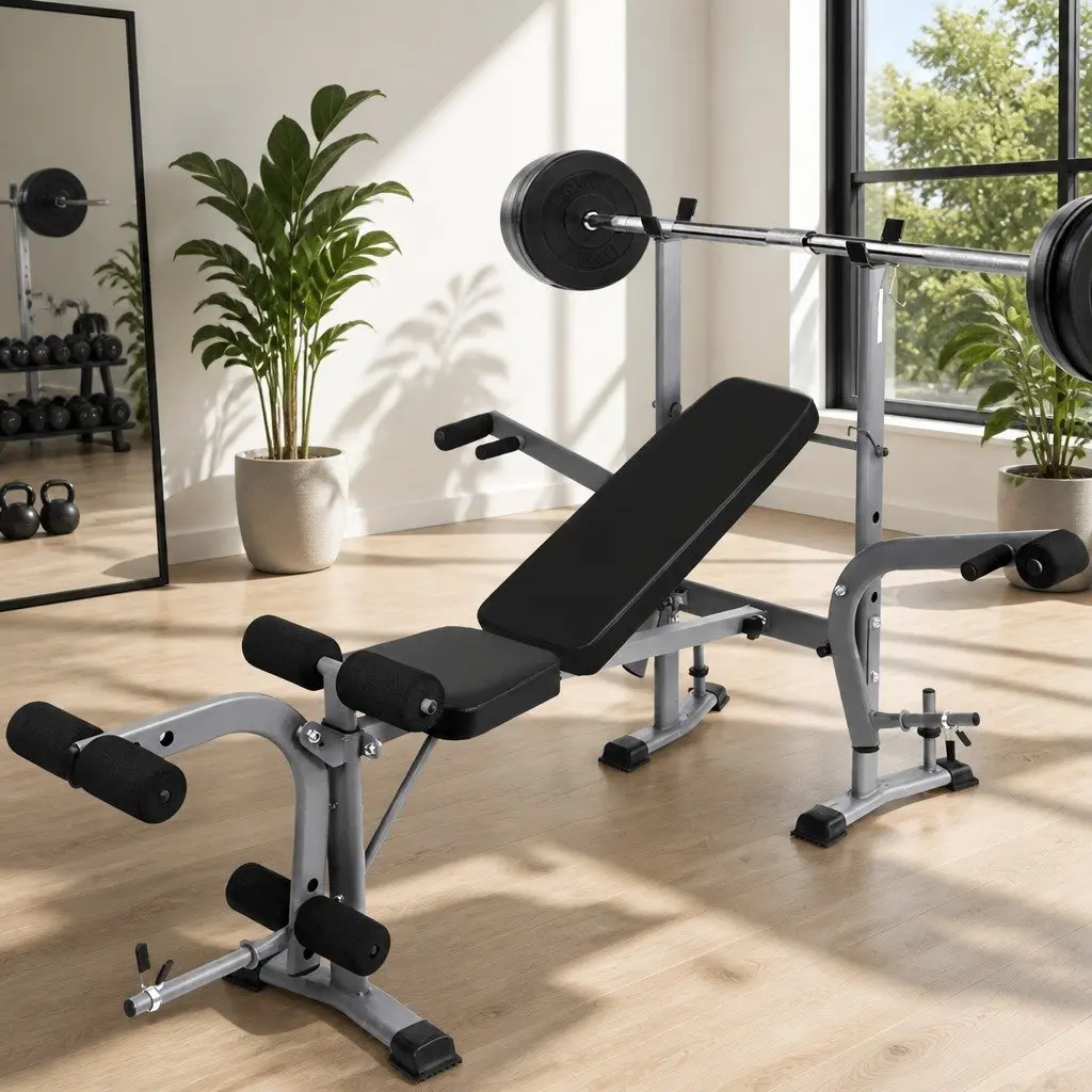 Weight Bench 8 in 1 Adjustable Steel Multi Exercise Black