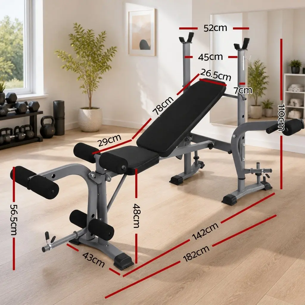 Weight Bench 8 in 1 Adjustable Steel Multi Exercise Black
