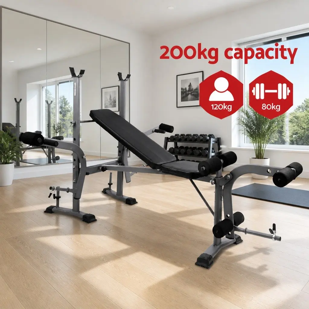 Weight Bench 8 in 1 Adjustable Steel Multi Exercise Black