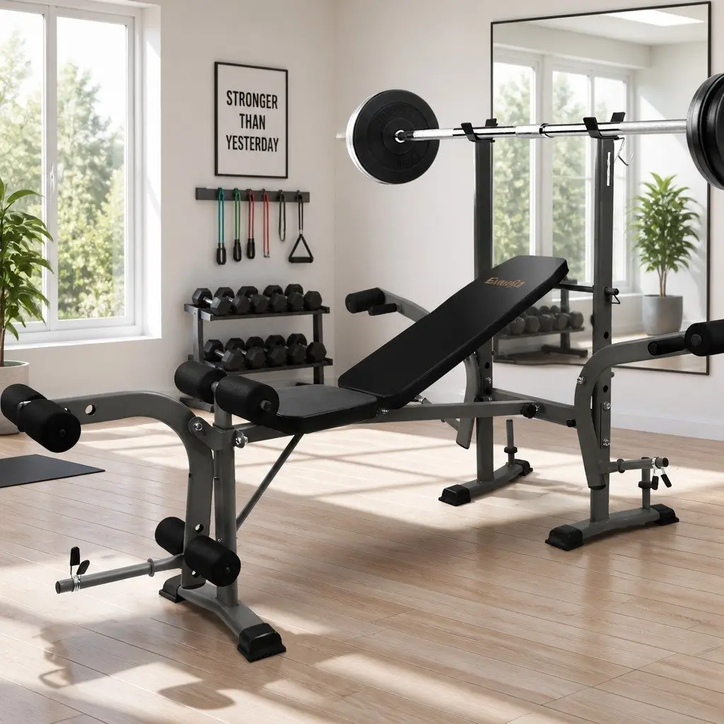 Weight Bench 8 in 1 Adjustable Steel Multi Exercise Black