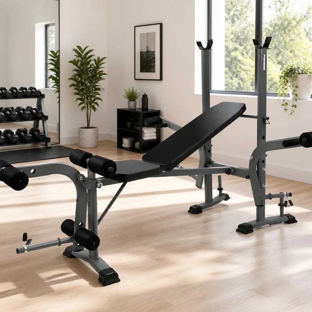 Weight Bench 8 in 1 Adjustable Steel Multi Exercise Black