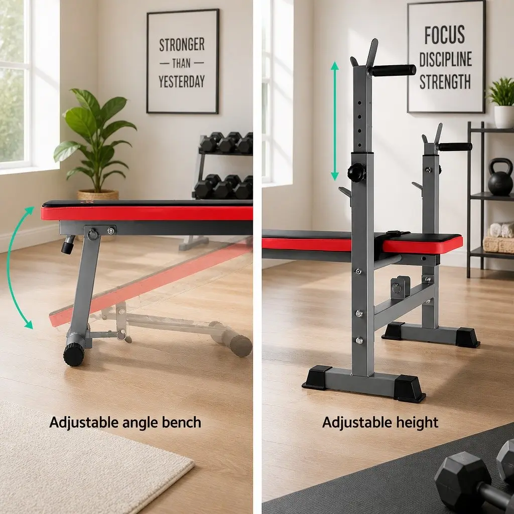 Weight Bench Steel Adjustable Black 200kg Capacity