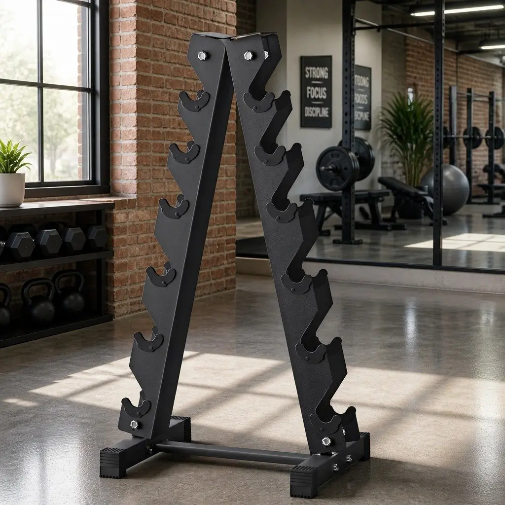 6 Tier Dumbbell Rack Steel Frame Black 53.5 x 41.5 x 104cm