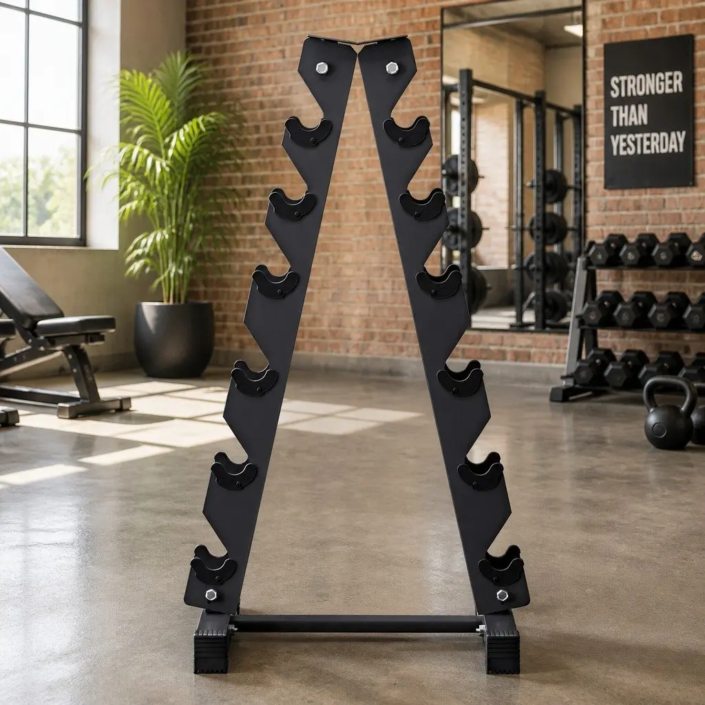 6 Tier Dumbbell Rack Steel Frame Black 53.5 x 41.5 x 104cm
