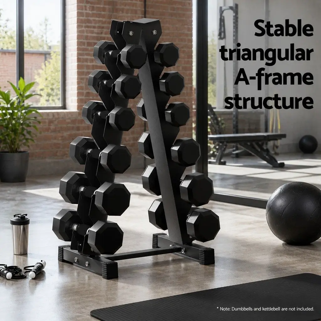 6 Tier Dumbbell Rack Steel Frame Black 53.5 x 41.5 x 104cm
