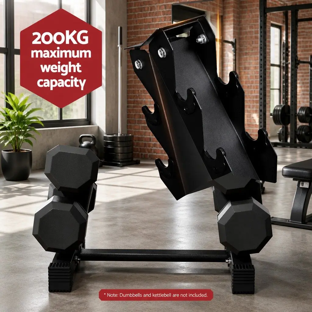 6 Tier Dumbbell Rack Steel Frame Black 53.5 x 41.5 x 104cm