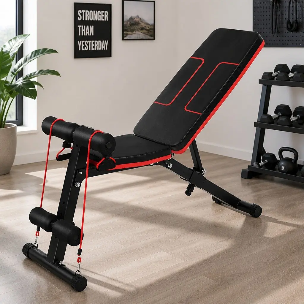 Adjustable Weight Bench FID Powder-Coated Steel 126cm x 44cm x 120cm Black