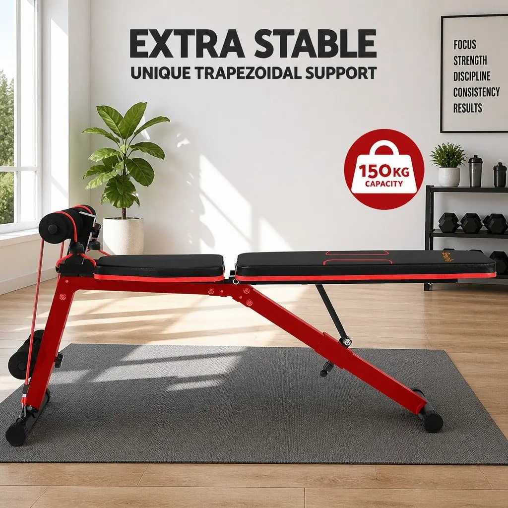 Adjustable Weight Bench FID Powder-Coated Steel 126cm x 44cm x 120cm Black