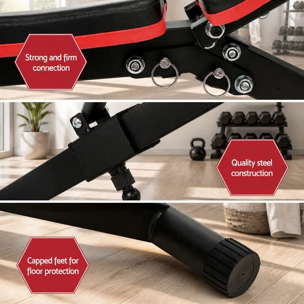Adjustable Weight Bench FID Powder-Coated Steel 126cm x 44cm x 120cm Black