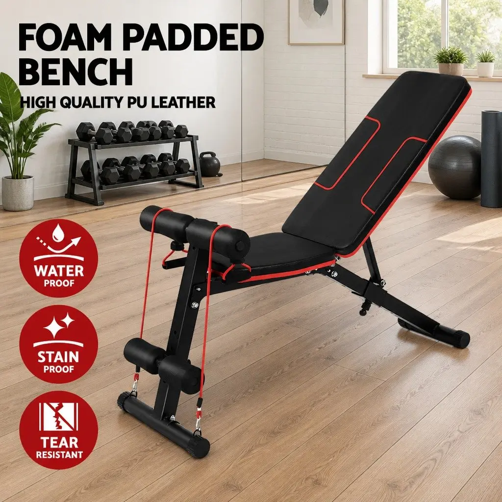 Adjustable Weight Bench FID Powder-Coated Steel 126cm x 44cm x 120cm Black