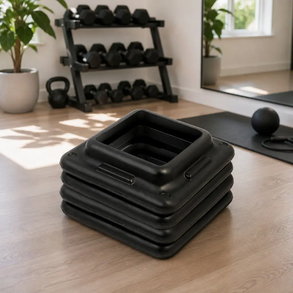 Aerobic Step Riser Exercise Stepper Block Adjustable Height Non-Skid Black 4 Piece