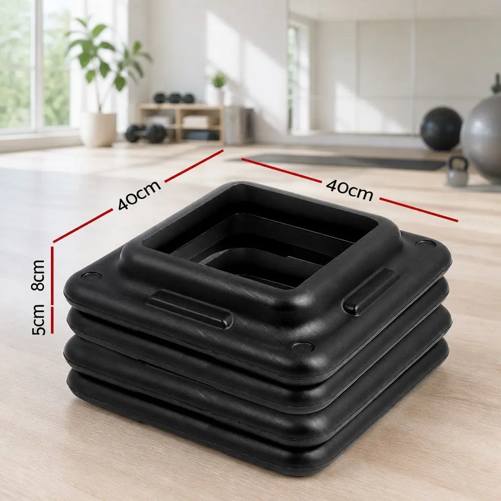 Aerobic Step Riser Exercise Stepper Block Adjustable Height Non-Skid Black 4 Piece