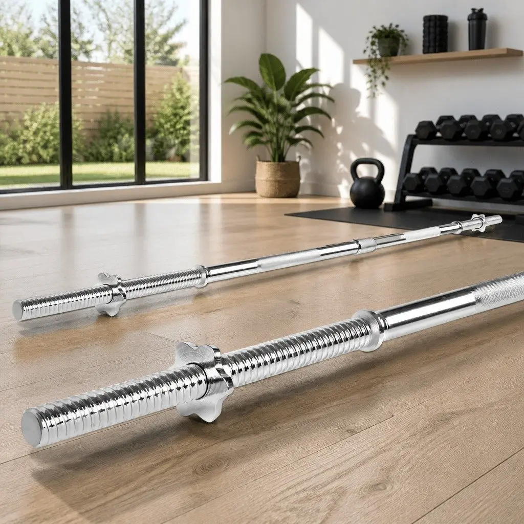 Barbell Bar Steel 168cm 5.5FT Silver Weight Lifting Rod