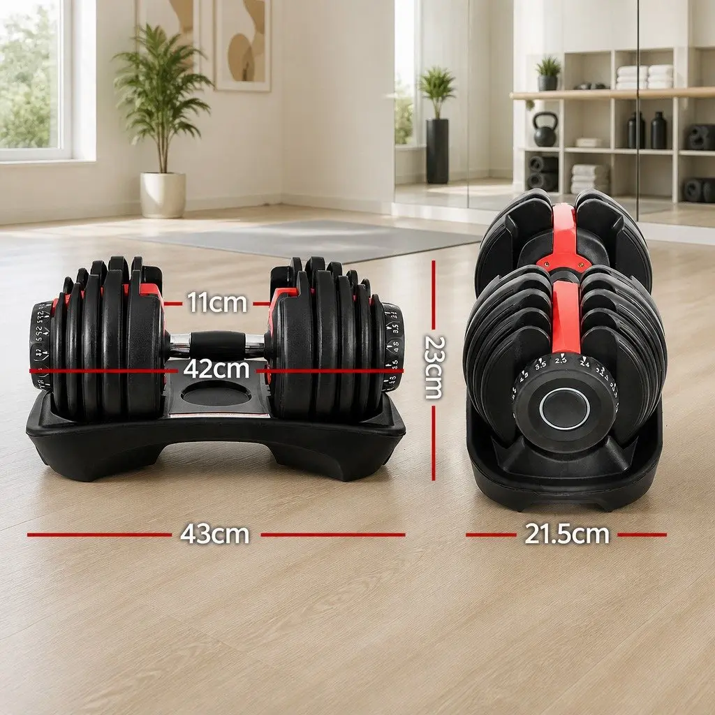 Adjustable Dumbbell Set Steel 24kg Black