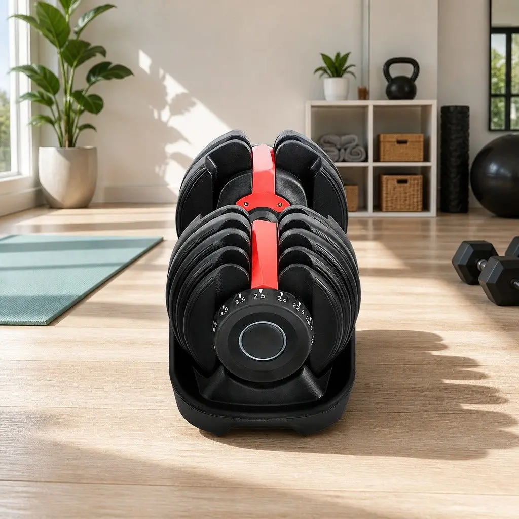 Adjustable Dumbbell Set Steel 24kg Black