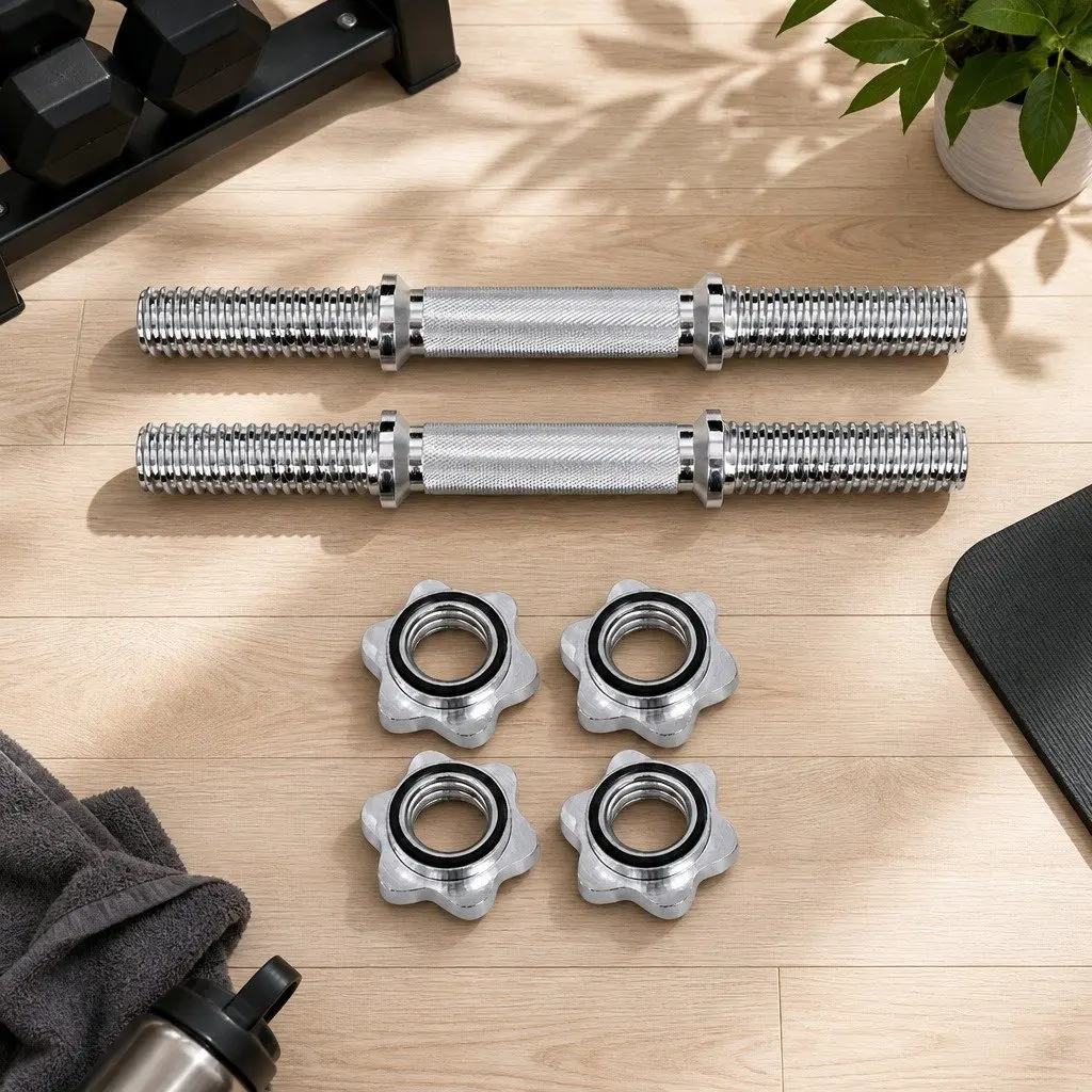 45cm Dumbbell Bar Chrome Plated Steel Exercise Equipment for Home Gym Silver