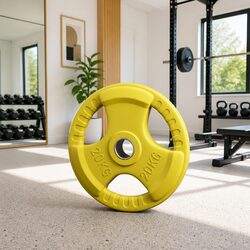 20kg Olympic Weight Plate Yellow Cast Iron Dumbbell Barbell Home Gym Lifting