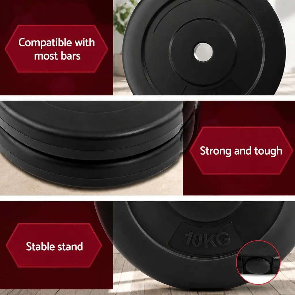 Barbell Weight Plates Rubber Cast Cement 40kg Standard 31mm Diameter Black