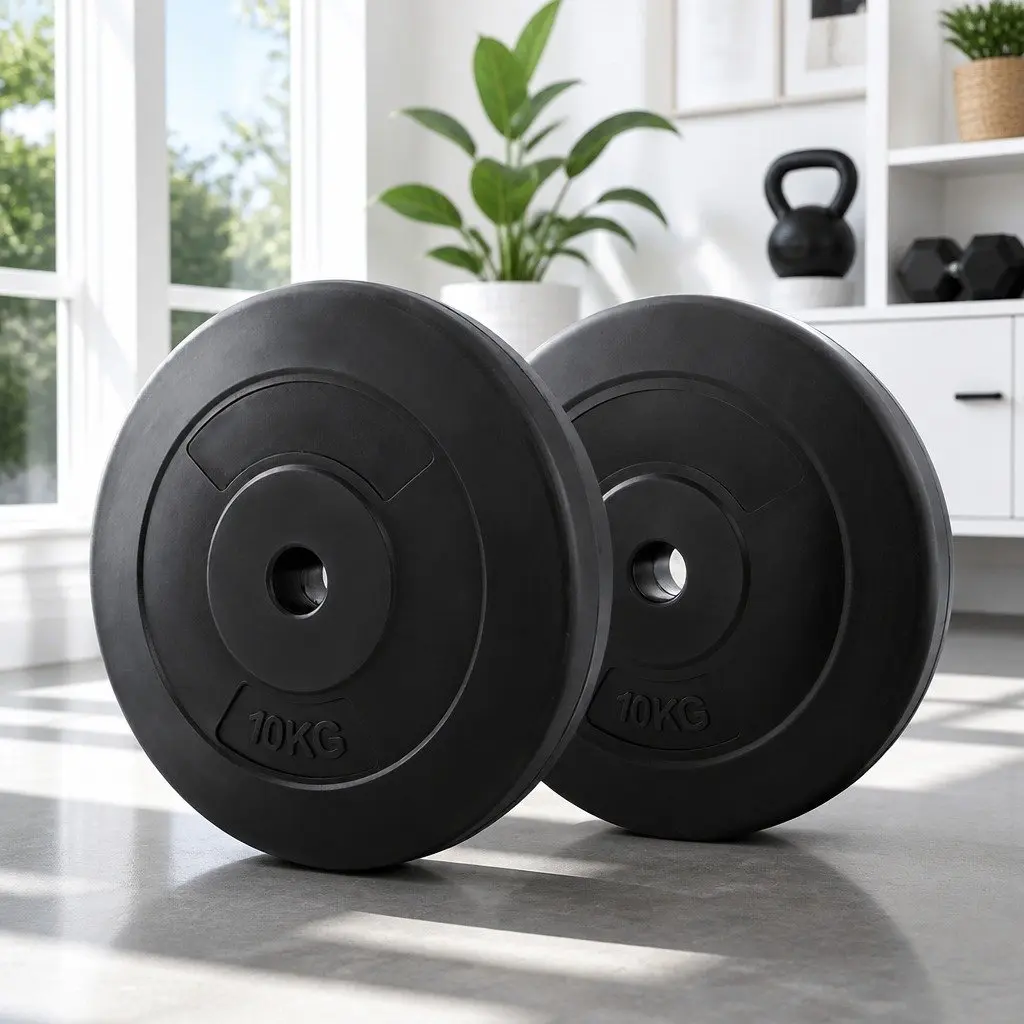 Barbell Weight Plates Rubber Cast Cement 40kg Standard 31mm Diameter Black