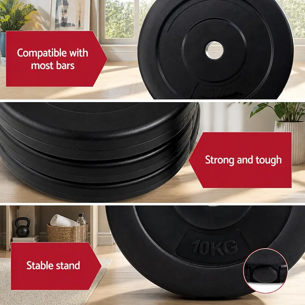 Standard Barbell Weight Plates 60kg Rubber Black