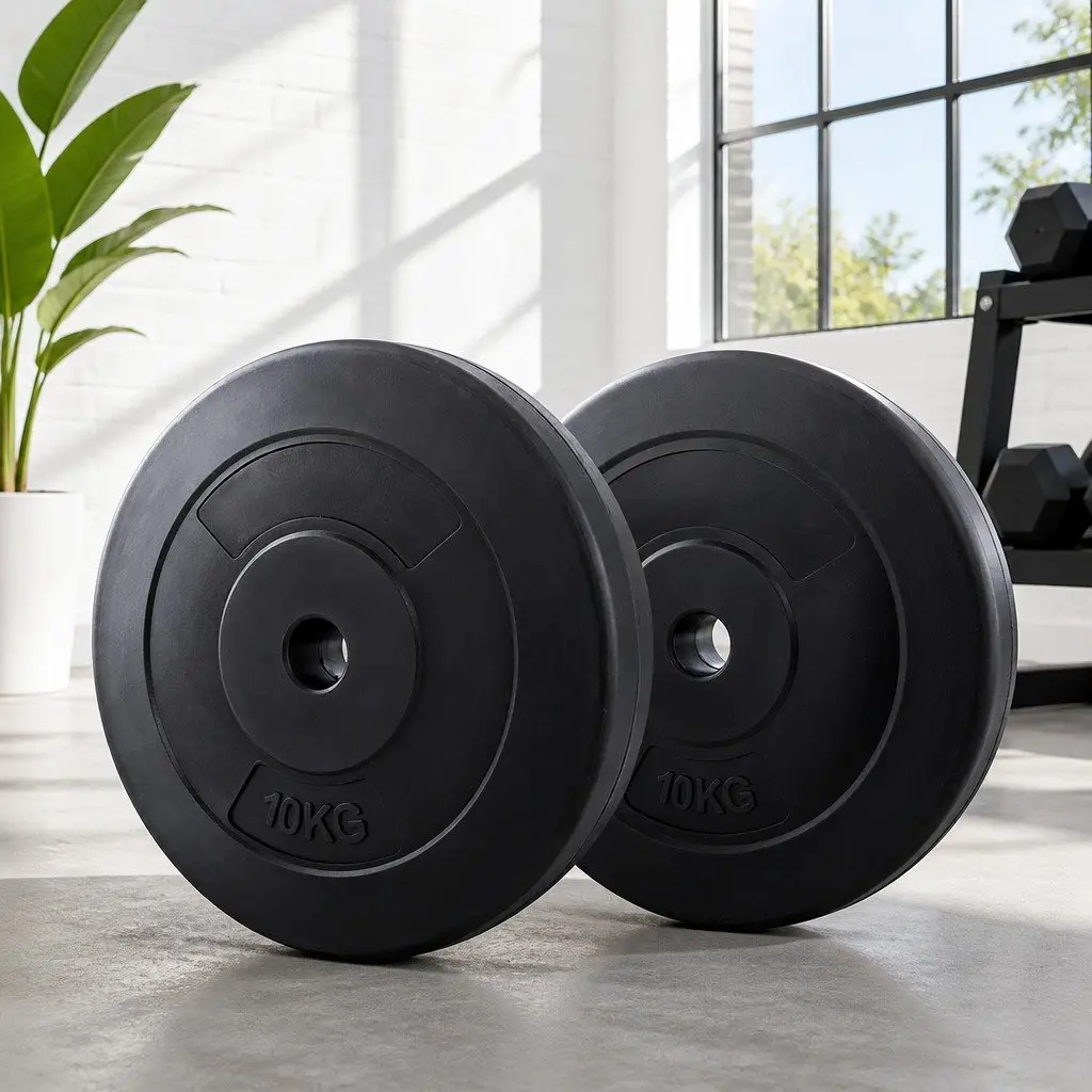 Standard Barbell Weight Plates 60kg Rubber Black