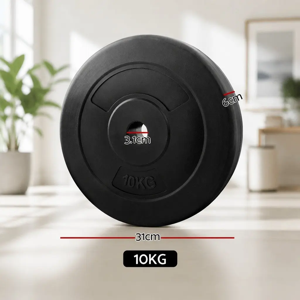 Barbell Weight Plates Rubber Surface 31mm 80kg Black