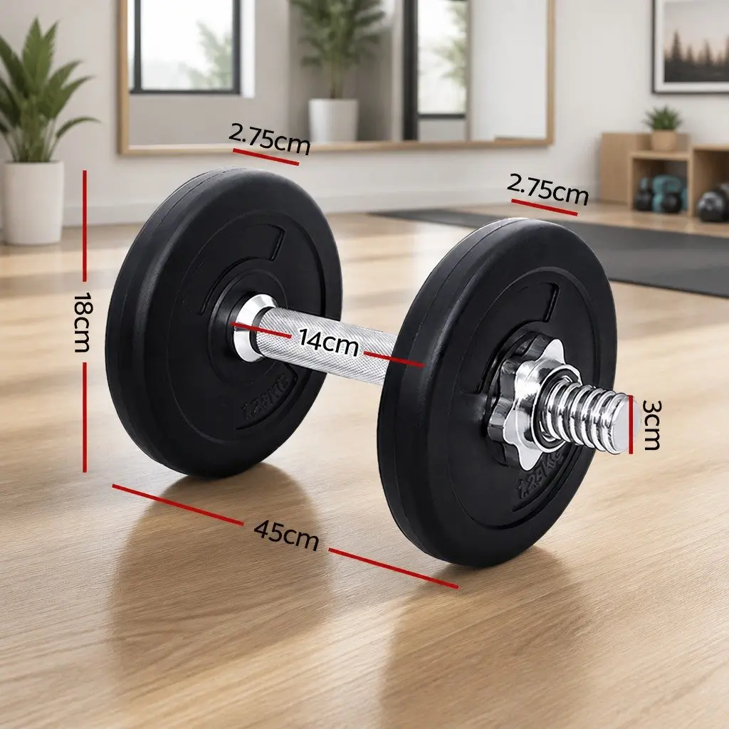 Adjustable Weight Dumbbell Set 10kg Non-Slip Handle Black and Silver Home Gym Fitness
