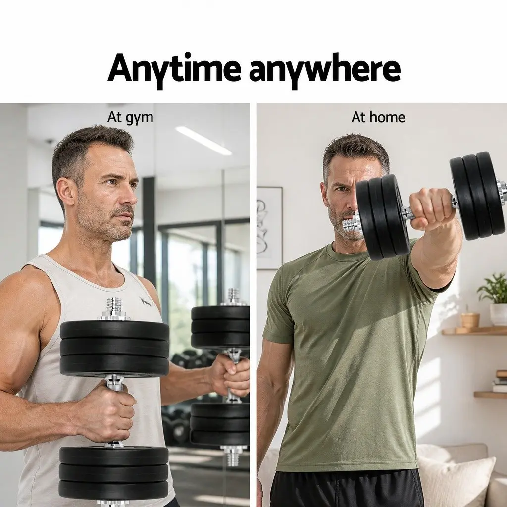 35kg Dumbbell Set Weight Plates Adjustable Dumbbells Home Gym Training Equipment