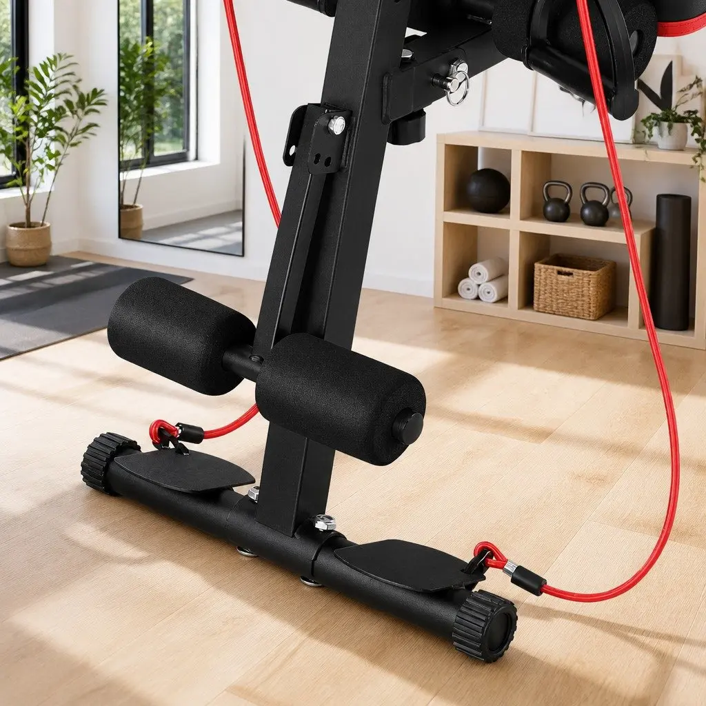 Weight Bench Adjustable Black Heavy-Duty Steel 8 Incline Levels Preacher Curl Attachment Home Gym 128x41x29to100cm 260kg Capacity