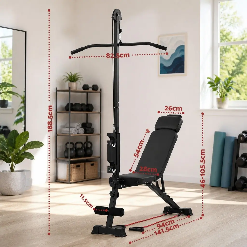 Adjustable Weight Bench Foldable Steel FID Pull Up Machine Black