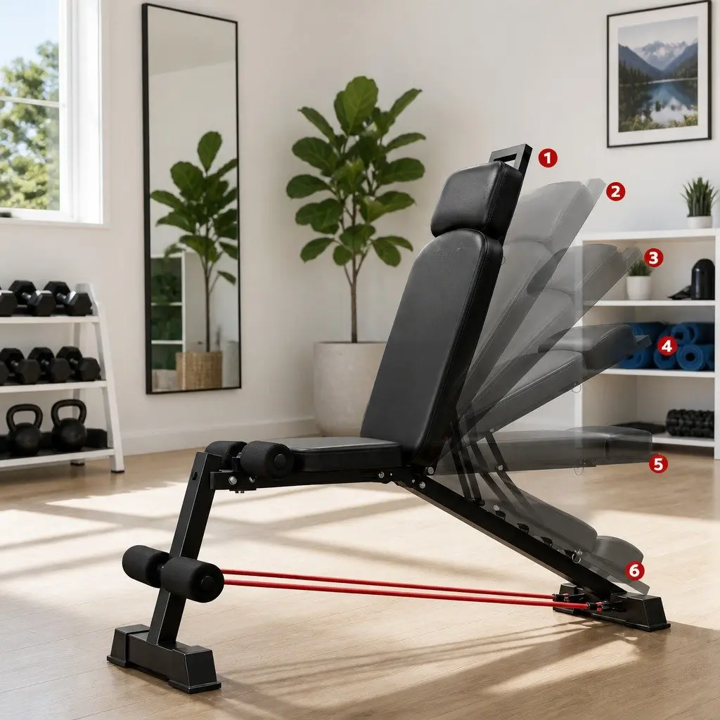Adjustable Weight Bench Foldable Steel FID Pull Up Machine Black